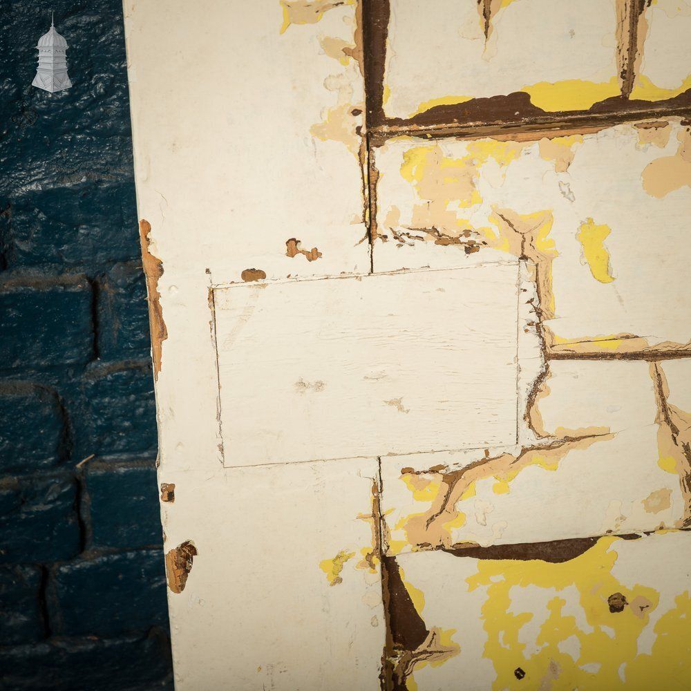 6 Panel Door, Distressed White And Yellow Paint photo 260.0