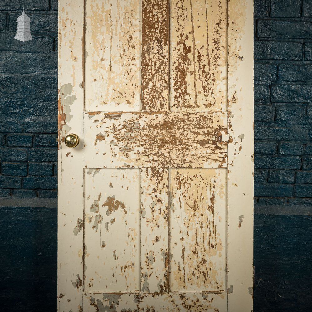 Home Fixtures 6 Panel Door, Distressed White And Yellow Paint photo