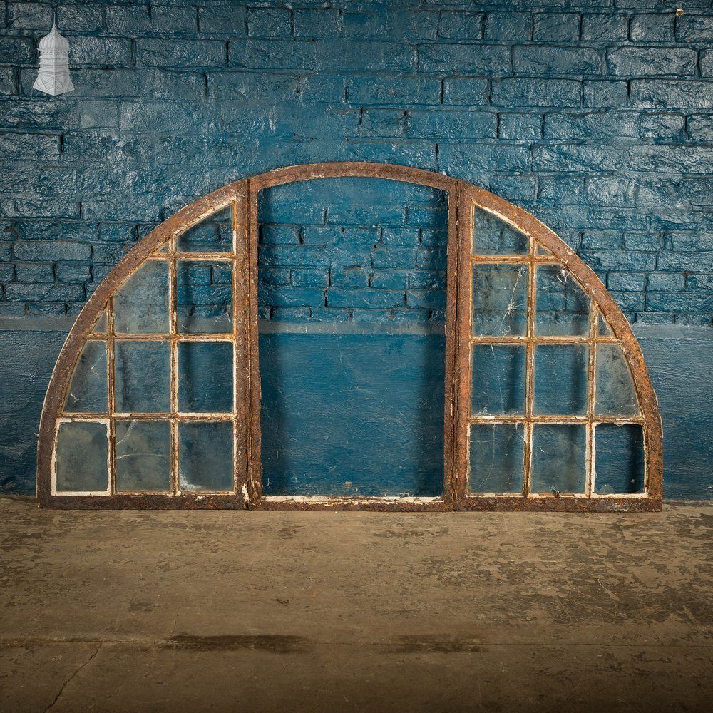 Arched Window Frames, Set Of 5, Cast Iron photo for sale