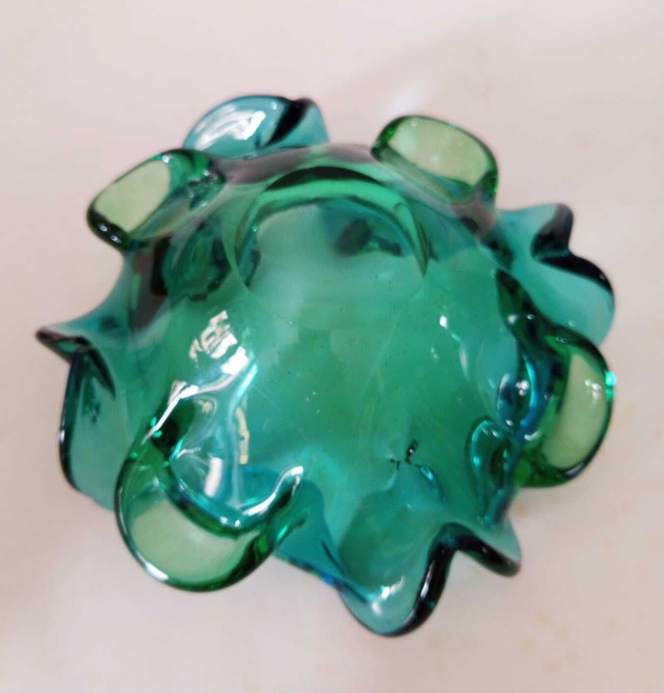 Vintage Space Age Green Murano Glass Flower Centerpiece Cup Designed By Barovier Seguso Era photo buy
