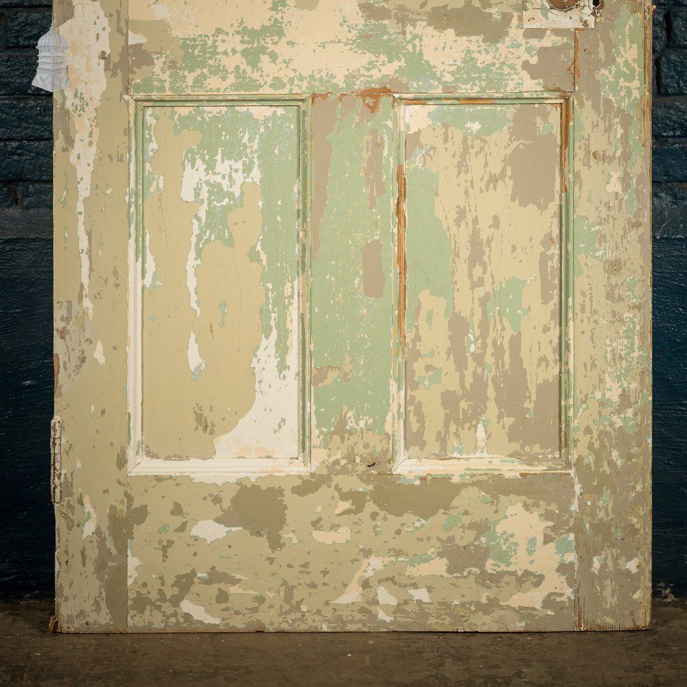 6 Panel Door, Moulded Panels With Distressed Green Paint photo Home Fixtures