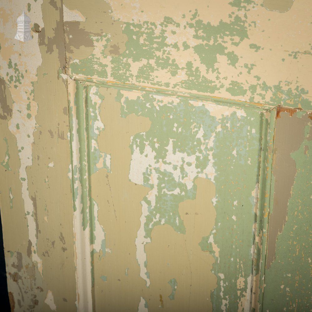6 Panel Door, Moulded Panels With Distressed Green Paint photo vinterior
