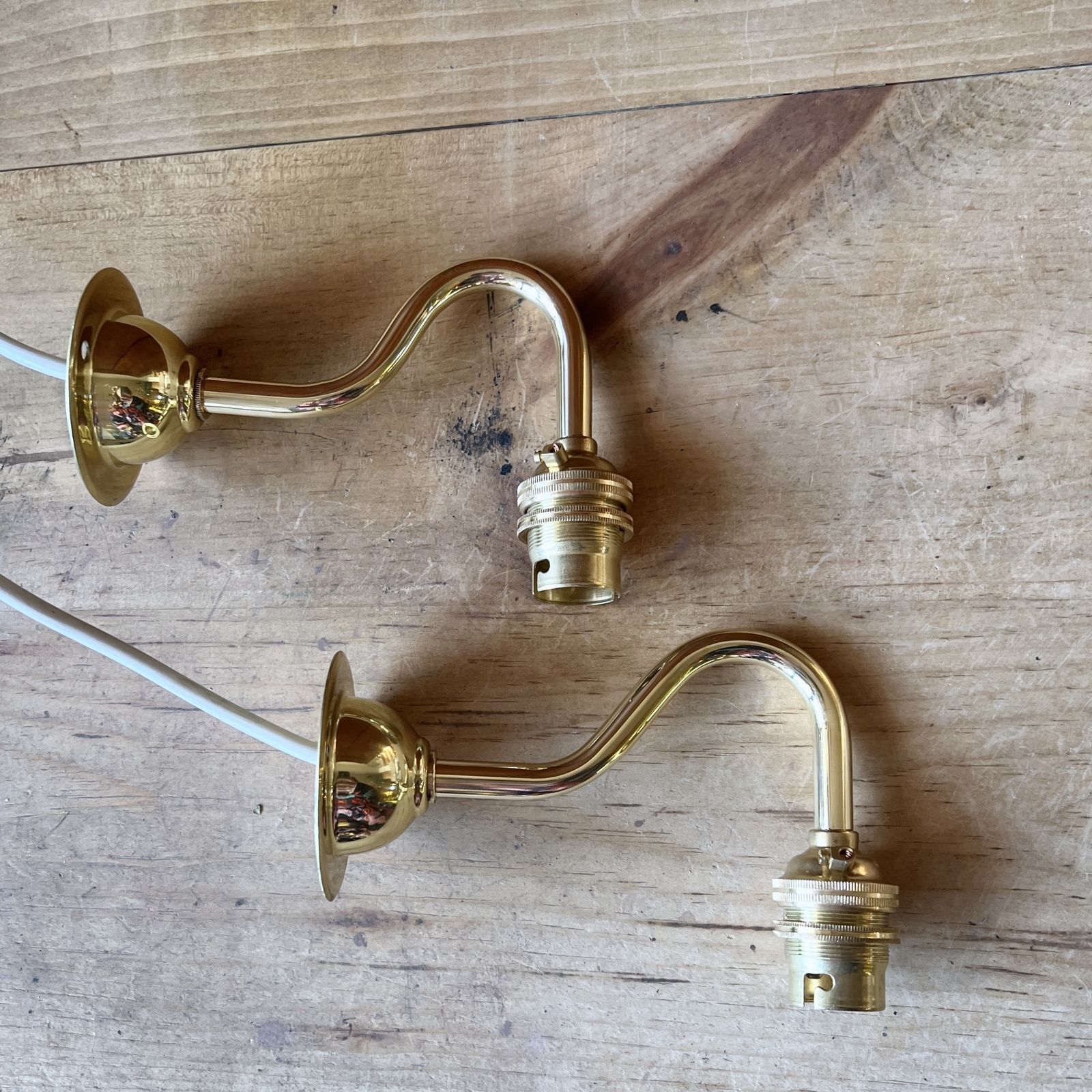 Newly Made Polished Brass Wall Light Arms photo for sale