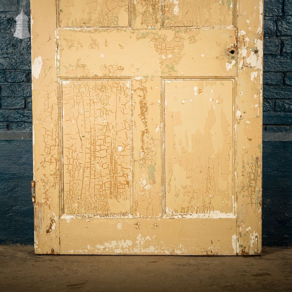 375.0 6 Panel Door, Six Moulded Panels, Distressed Cream Paint photo