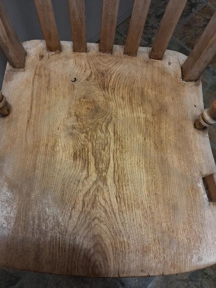 Antique Beech & Elm Windsor Elbow Chair Distressed photo vinterior
