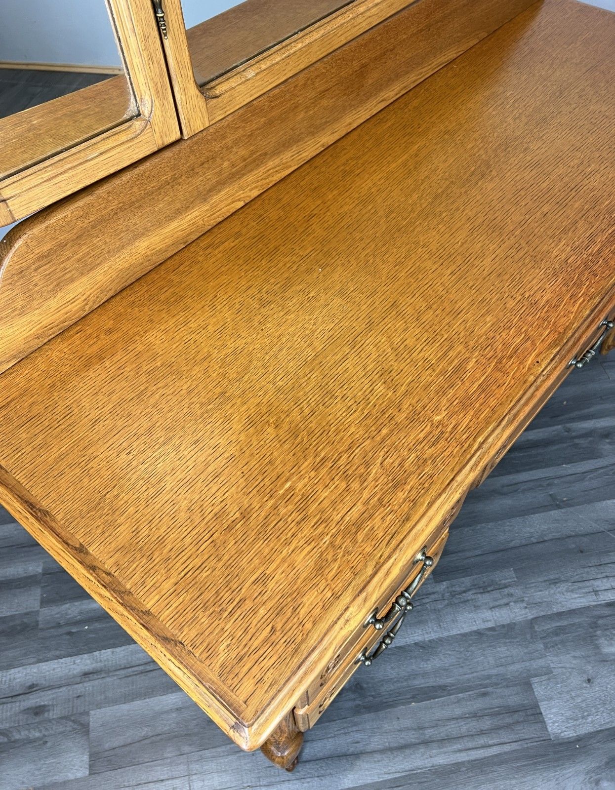 Vintage Dressing Table With Mirror French Louis Oak Vanity Table Makeup Lot 4561 photo 449.0