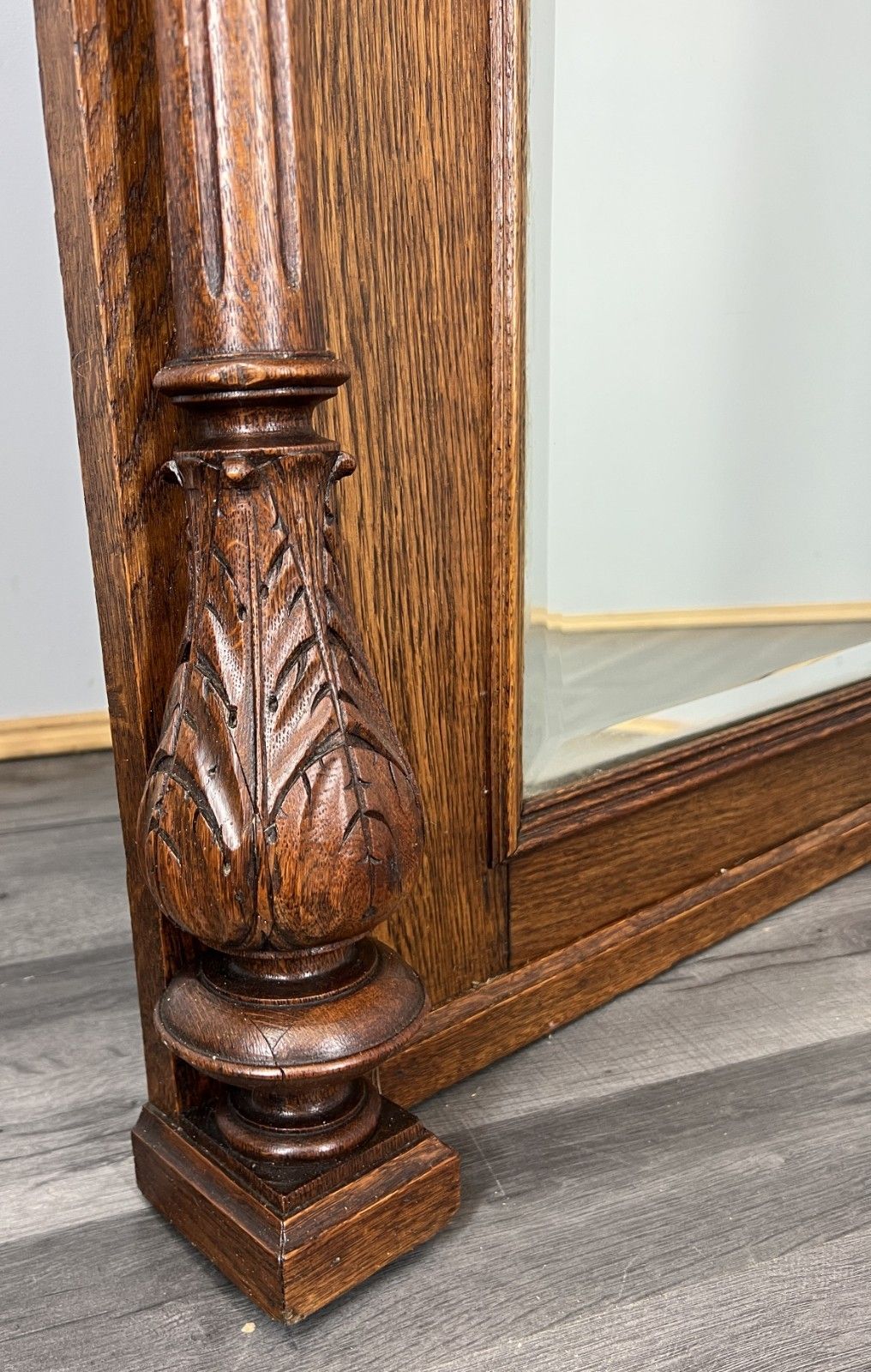 Antique French Style Carved Oak Wall Mirror Home Decor Wall Frame Lot 4551 photo for sale