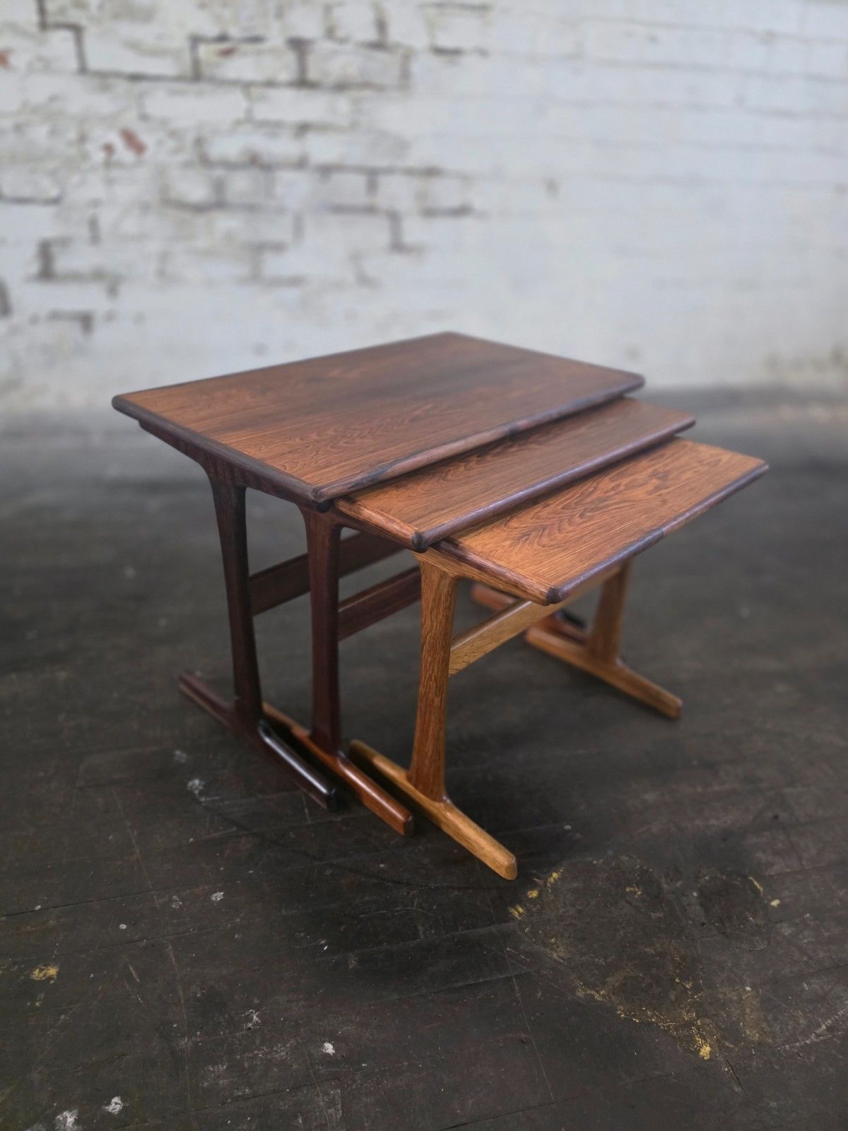 Rosewood Danish Mid Century Nest Of 3 Tables
