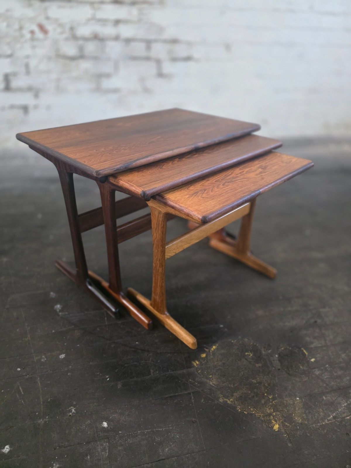 Rosewood Danish Mid Century Nest Of 3 Tables photo 373.0