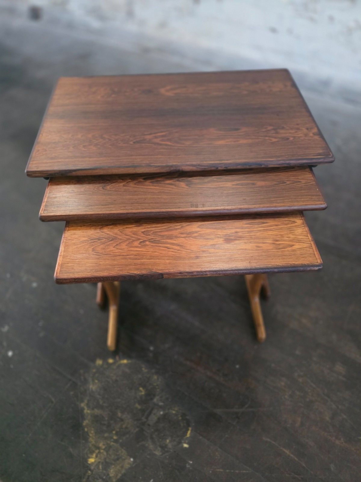 Rosewood Danish Mid Century Nest Of 3 Tables photo buy