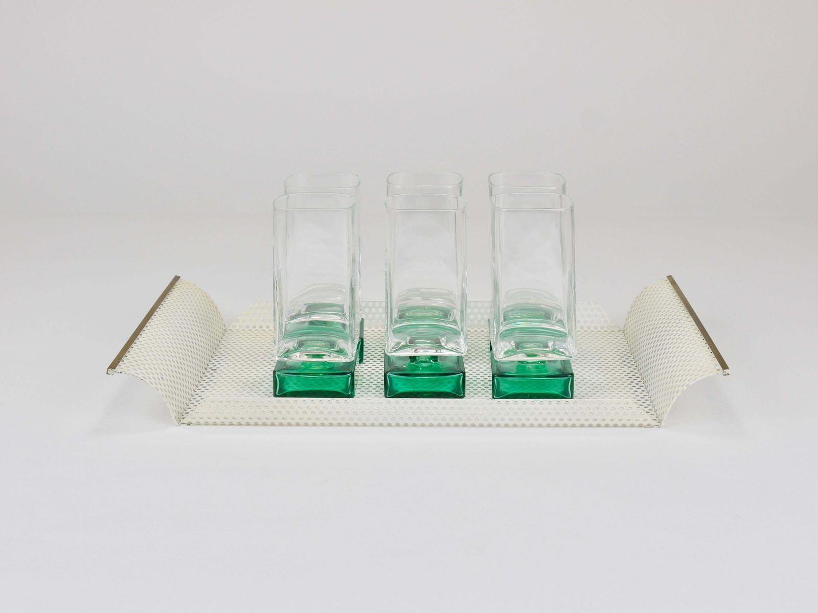 photo furniture Vereinigte Werkstätten Rigitulle Brass And Perforated Metal Tray, Germany, 1970s