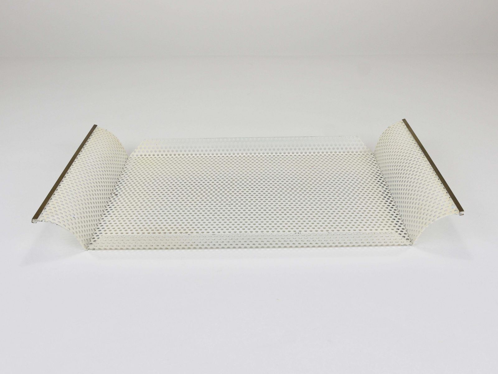 photo vinterior Vereinigte Werkstätten Rigitulle Brass And Perforated Metal Tray, Germany, 1970s
