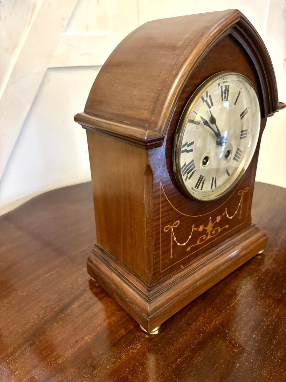Antique Quality Mahogany Striking Mantel Clock photo vinterior