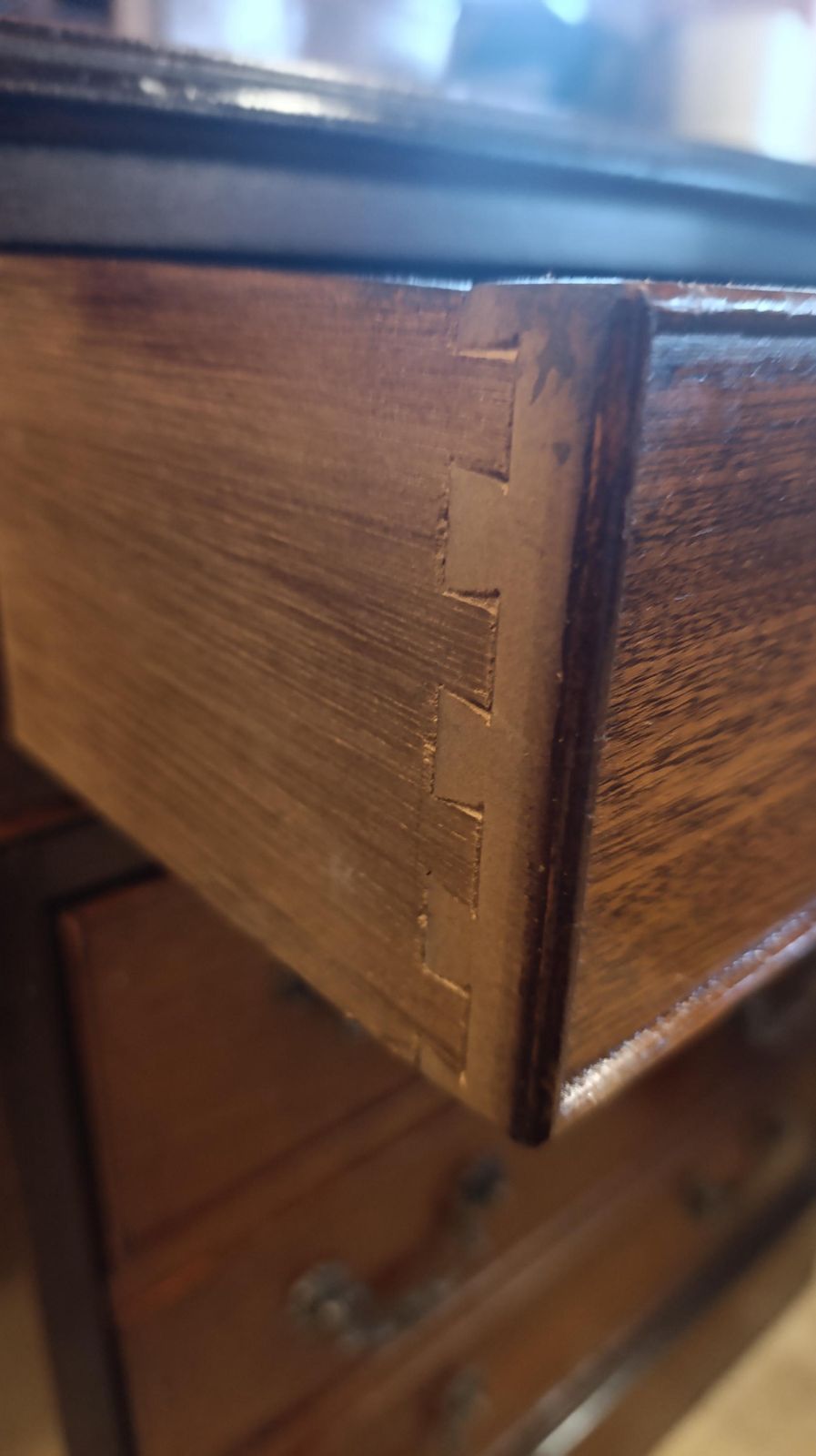 Reproduction Mahogany Veneer Desk With Tooled Leather Top photo vinterior