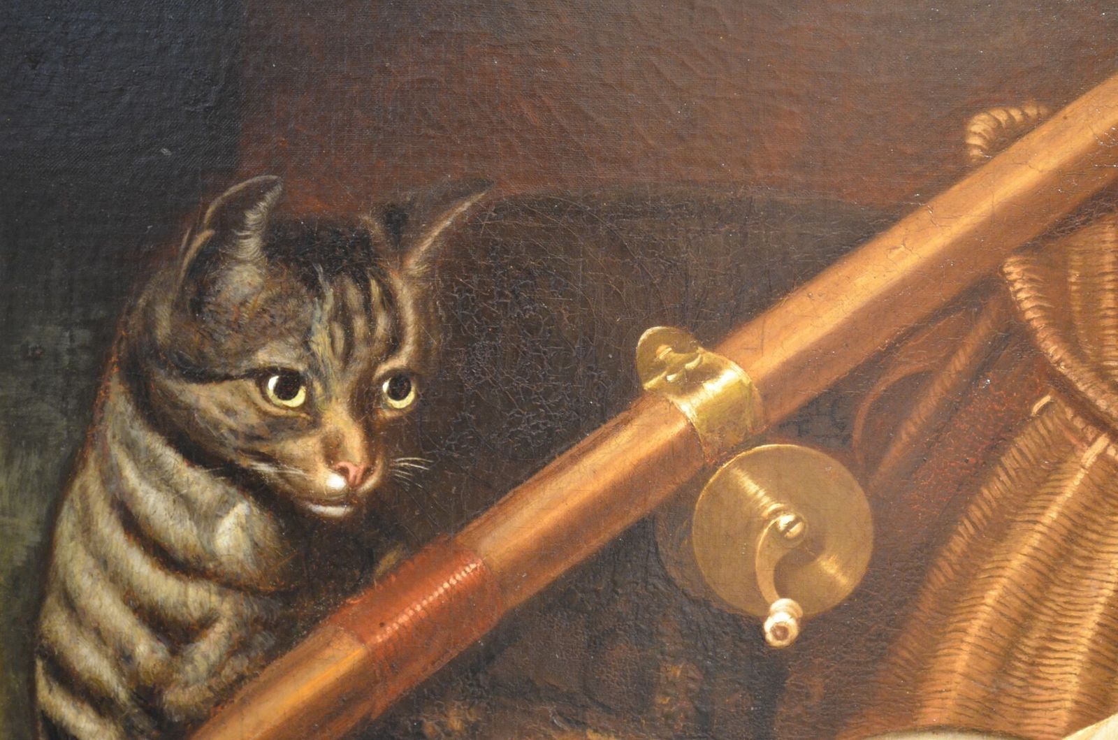 photo vinterior 19thc Oil Of Cat And Fish Attributed To Horatio Henry Couldery