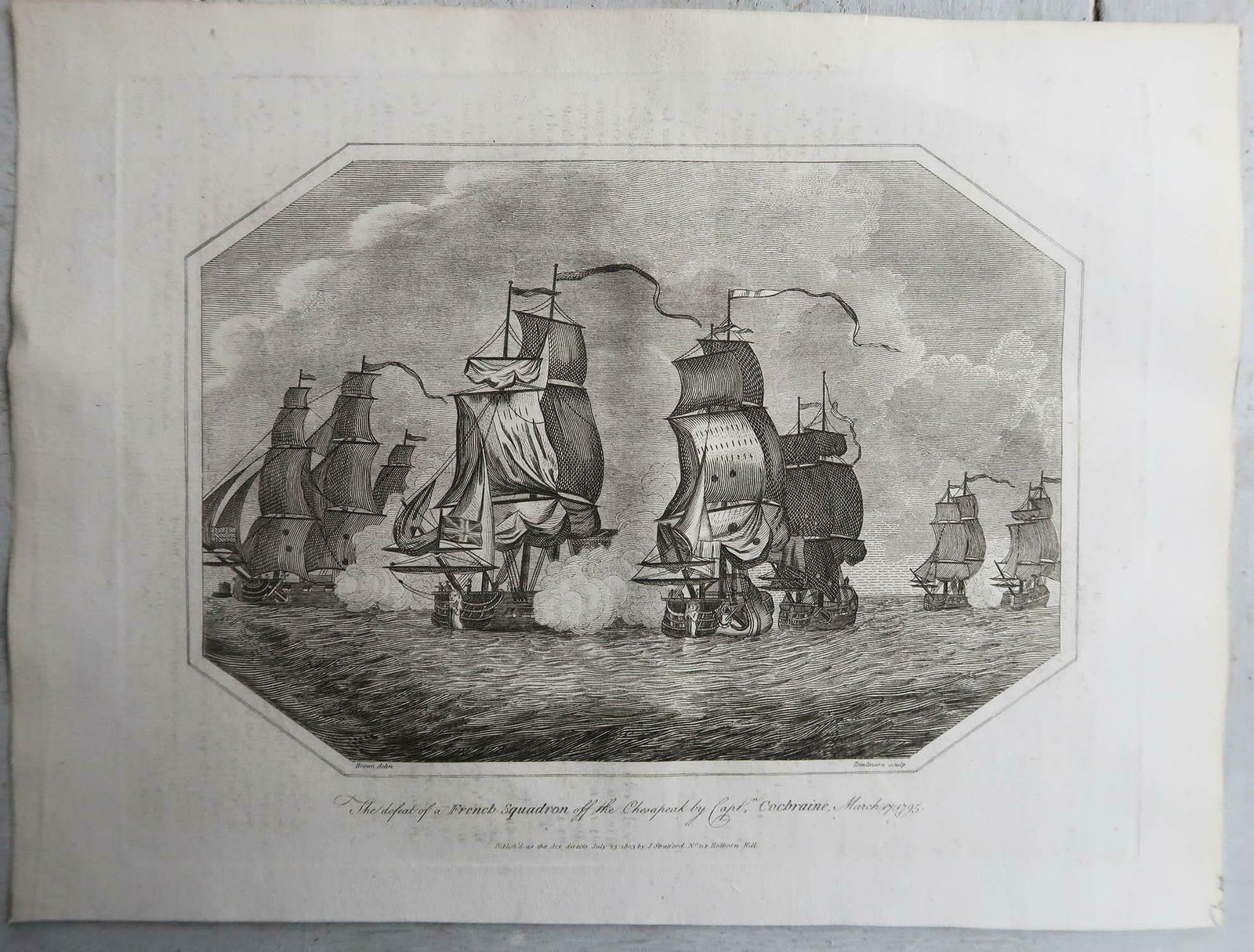Set Of 6 Original Antique Marine Prints Famous Sea Battles. Dated 1803 photo for sale