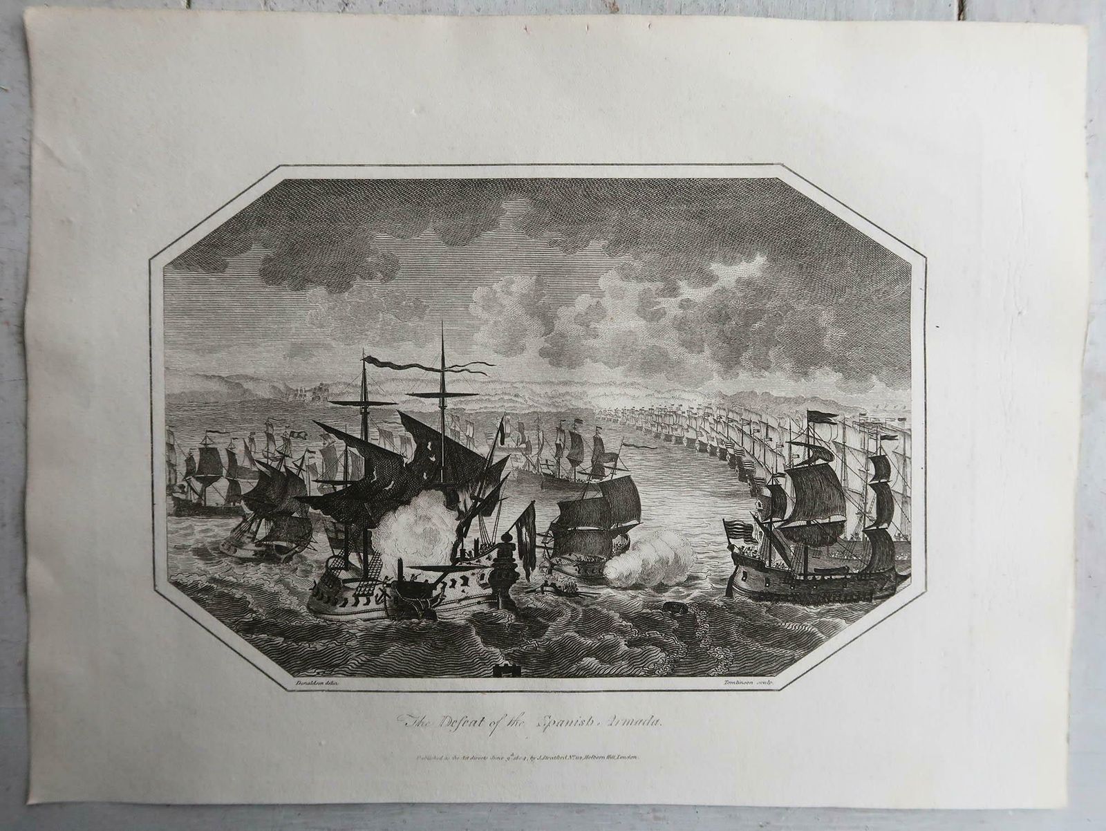 Set Of 6 Original Antique Marine Prints Famous Sea Battles. Dated 1803 photo 160.0
