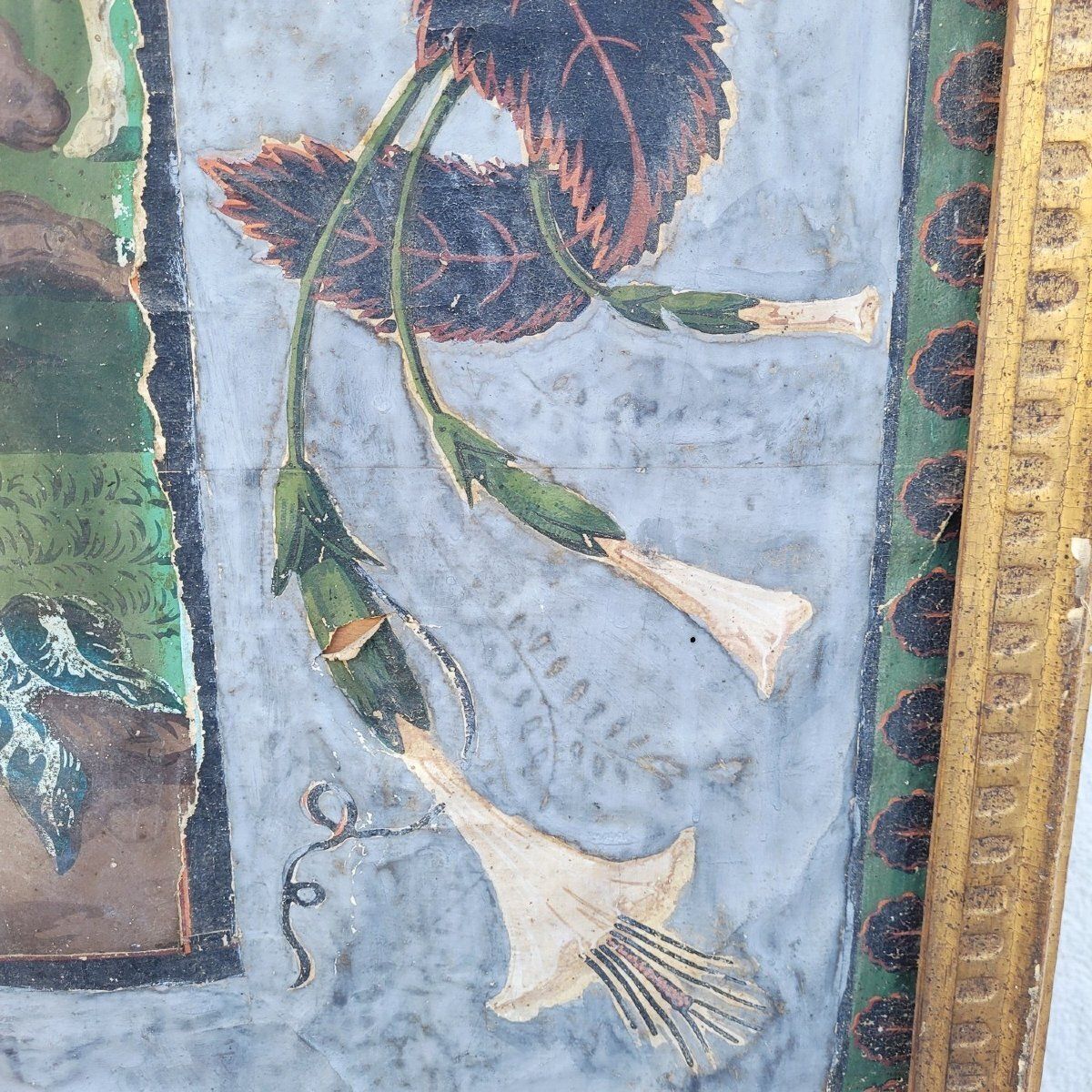 Large Trumeau Mirror With Wallpaper, Italy, 18th Century photo 2800.0