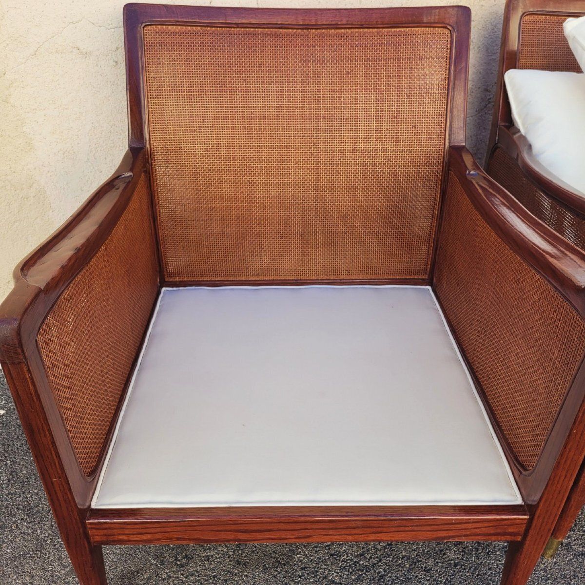 Pair Of Wooden And Rattan Woven Armchairs, 20th Century photo Furniture