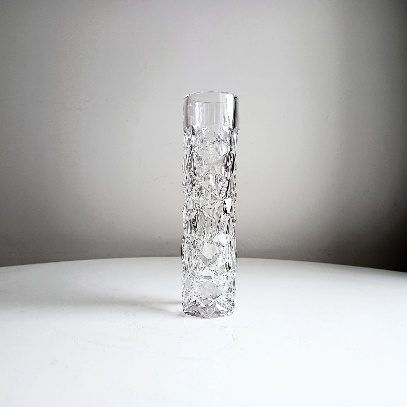 Tiffany & Co Crystal Glass Modernist Vase "Cut Rock" 1990s photo vintage