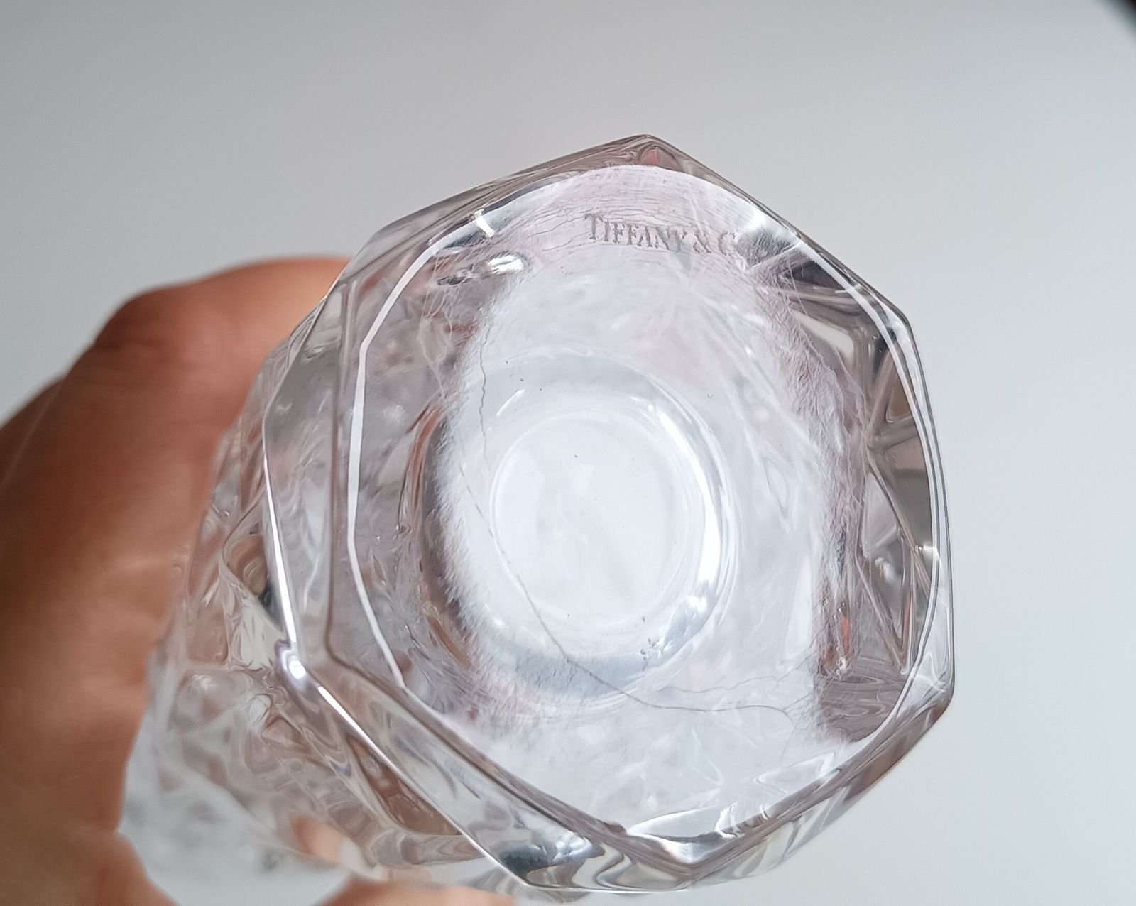 photo buy Tiffany & Co Crystal Glass Modernist Vase "Cut Rock" 1990s