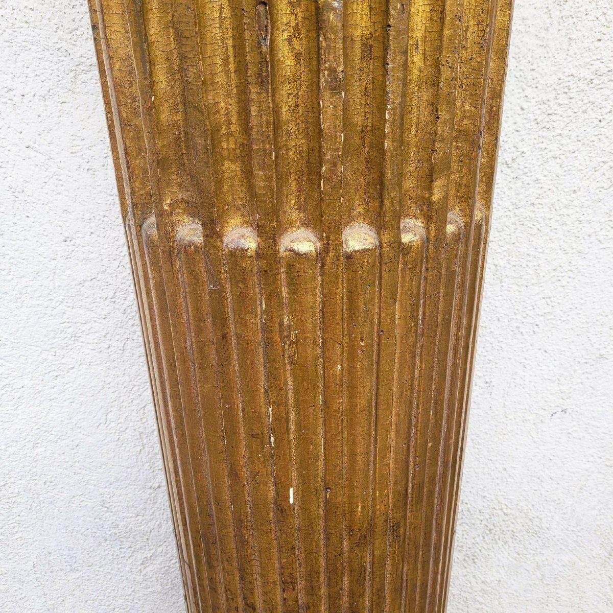Important Pair Of Carved Gilded Wooden Columns (3m), 18th Century photo for sale