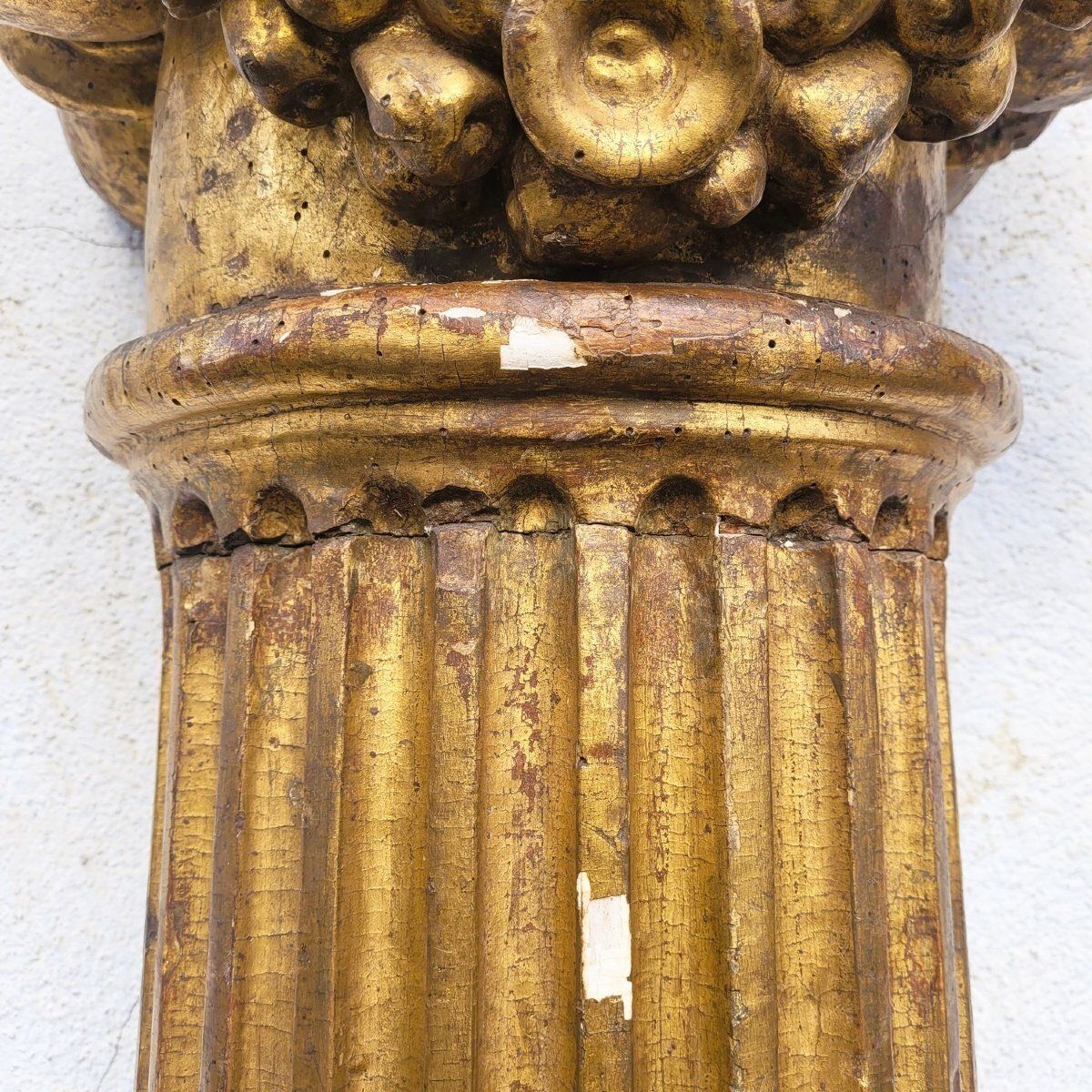7800.0 Important Pair Of Carved Gilded Wooden Columns (3m), 18th Century photo