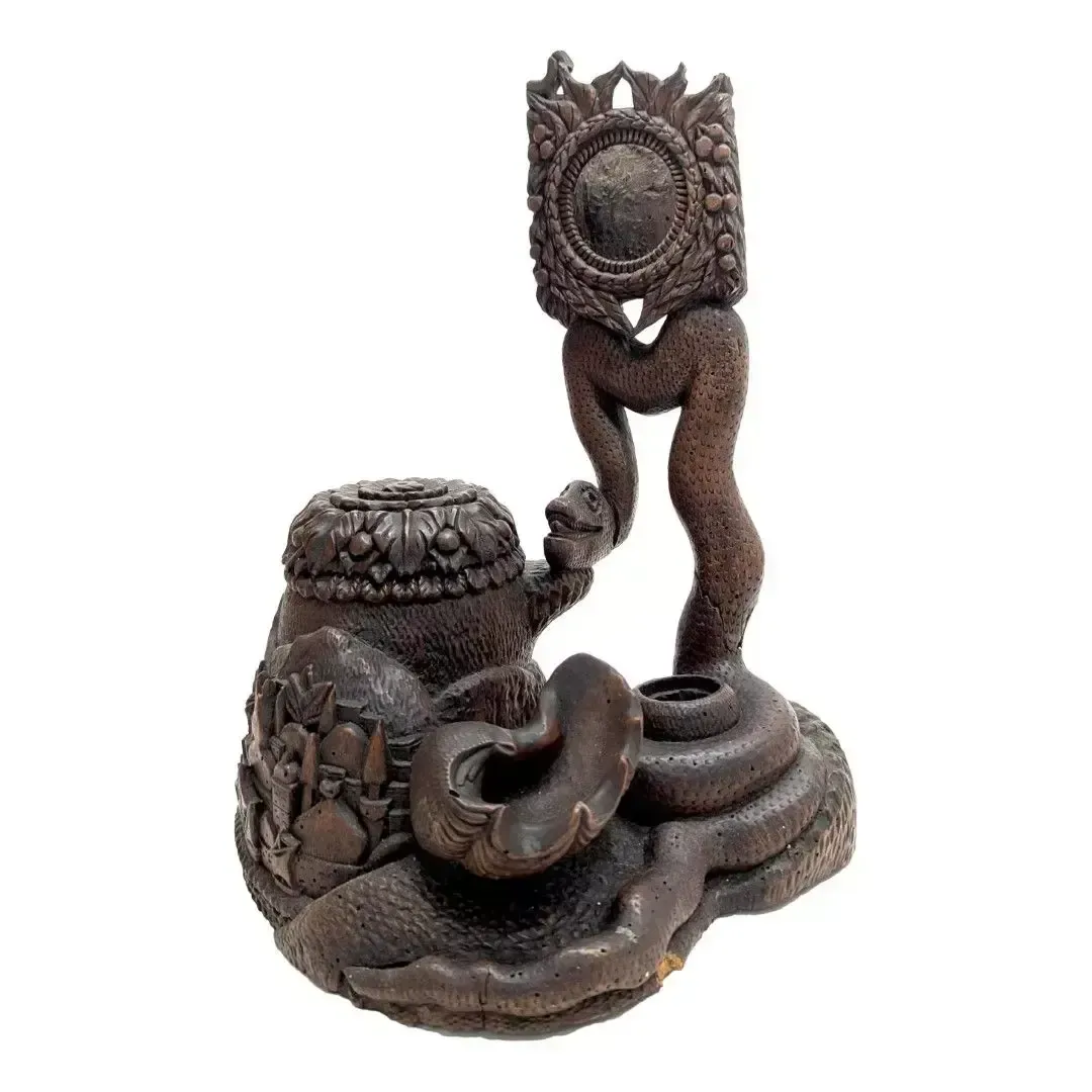 Attributed To Pierre Joseph Landry, Folk Art Tobacco Jar, Watch Holder And Candlestick