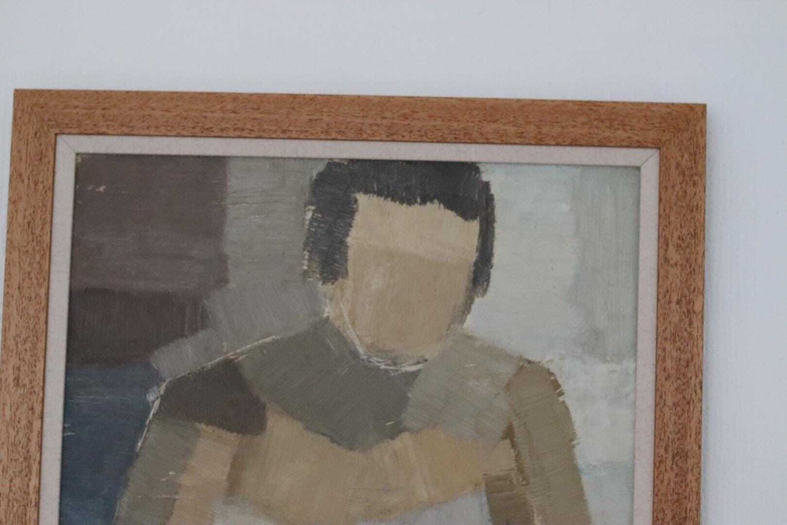 Original Mid Century Swedish Oil On Panel – “Sitting Woman Cubist” By Hasse Hasselgren, 1961 – Vintage  & Framed  92 × 52 Cm (36.2" × 20.5") photo 1275.0