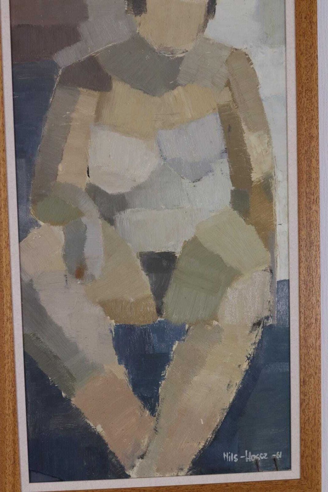 Original Mid Century Swedish Oil On Panel – “Sitting Woman Cubist” By Hasse Hasselgren, 1961 – Vintage  & Framed  92 × 52 Cm (36.2" × 20.5") photo buy