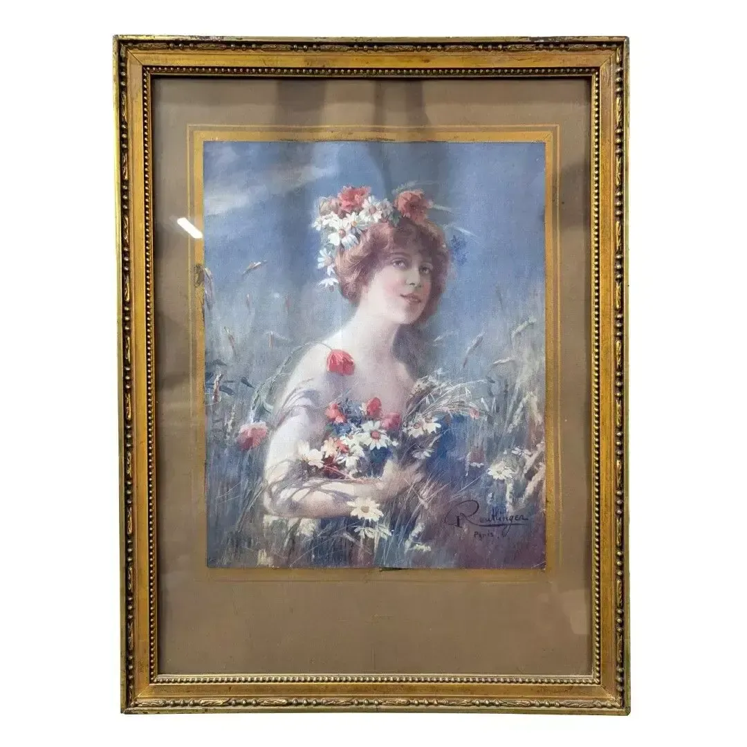 Art Nouveau Chromolithograph Of The Four Seasons For Young Women photo Art