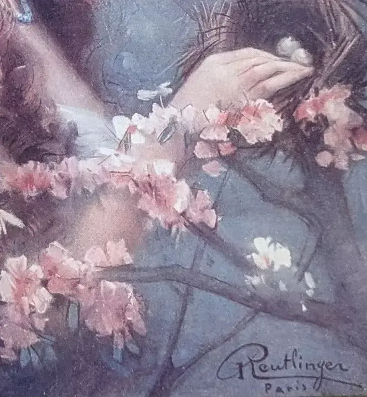219.0 Art Nouveau Chromolithograph Of The Four Seasons For Young Women photo