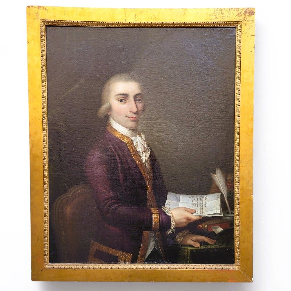 Framed Portrait Of A Gentleman With Letters, 18th Century
