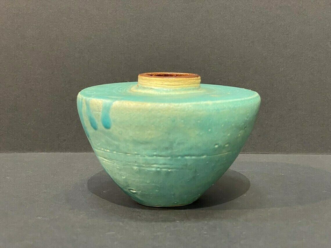Small Turquoise, Elegant Studio Ceramics, Vase From West German Art Ceramics, 1960