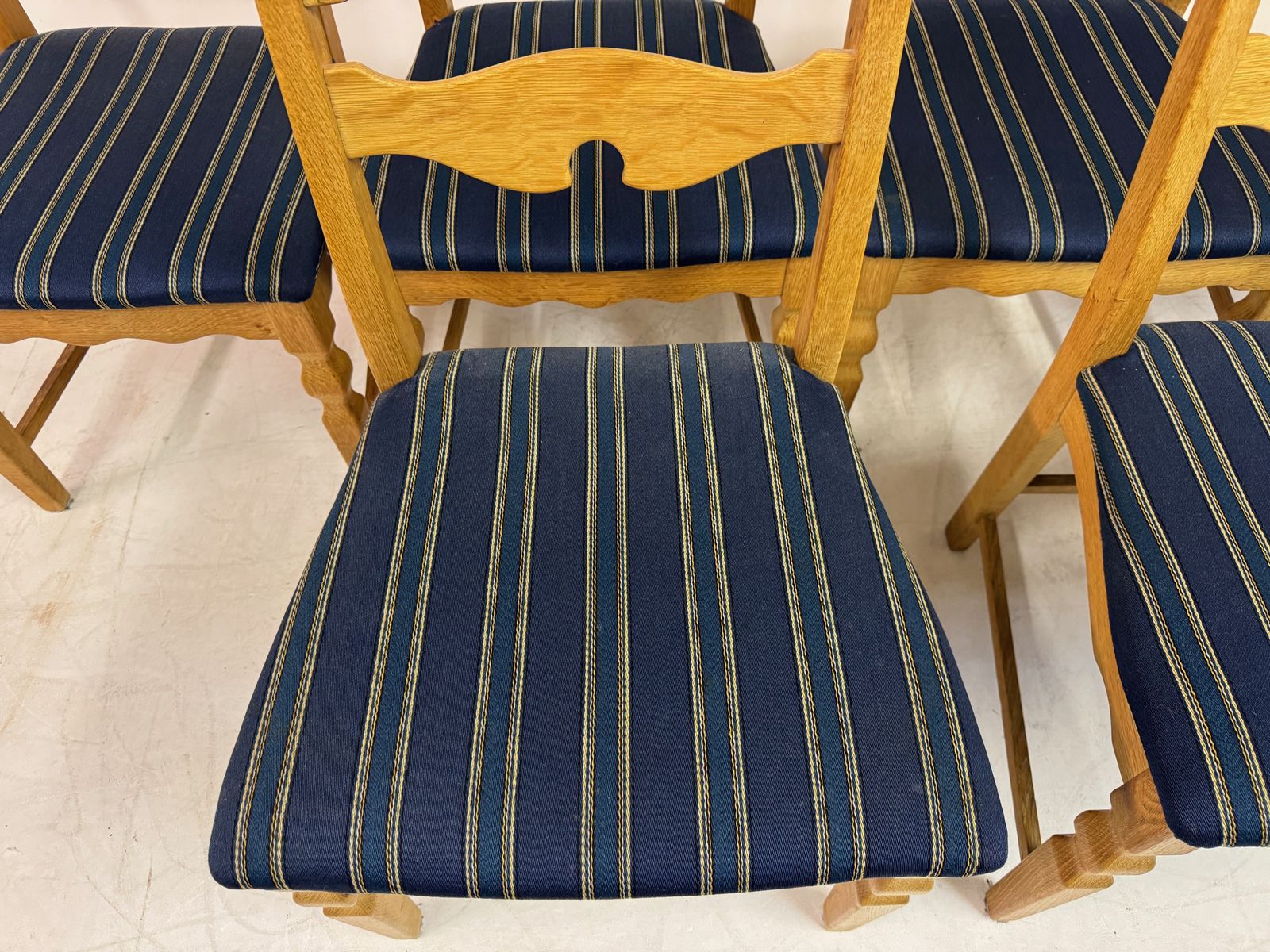 photo furniture Set Of Six “Razorblade” Dining Chairs By Henning Kjaernulf, Oak, 1960s