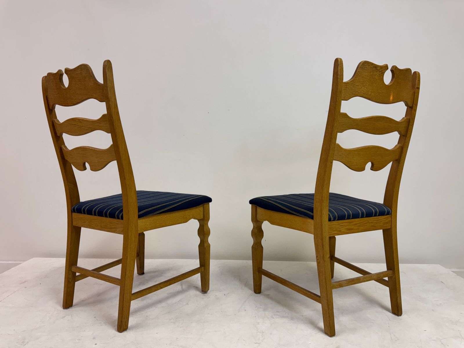 2795.0 Set Of Six “Razorblade” Dining Chairs By Henning Kjaernulf, Oak, 1960s photo
