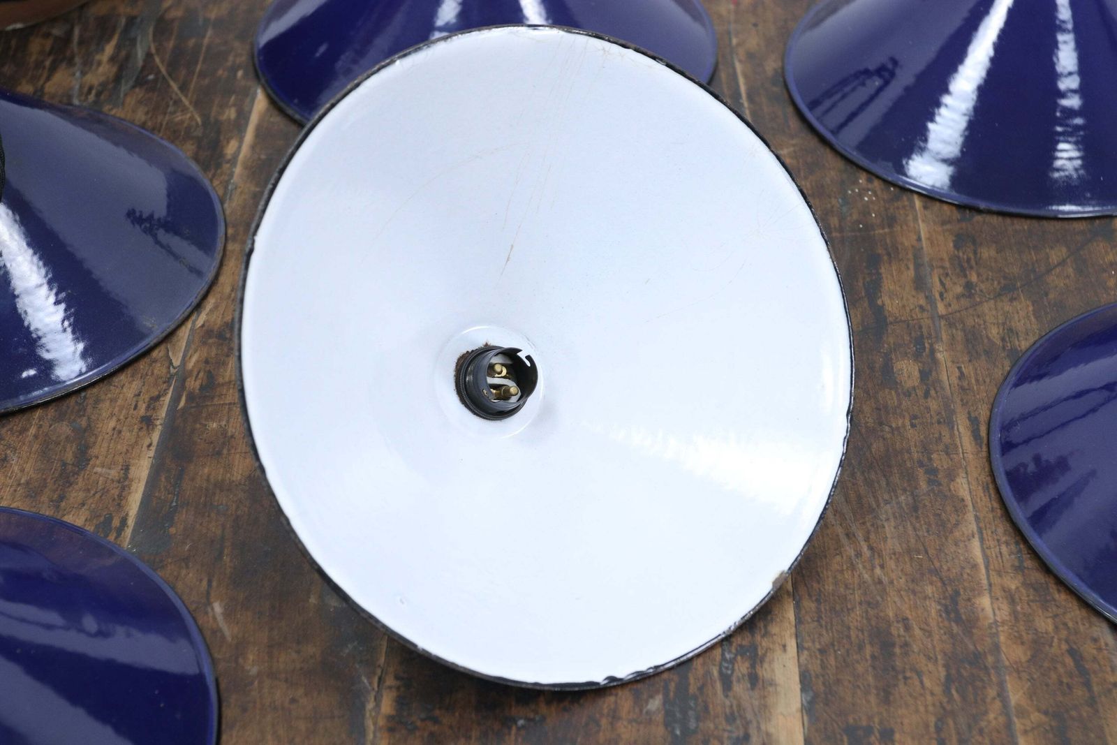 Early 20th Century French Dark Blue Coolie Lamps photo for sale