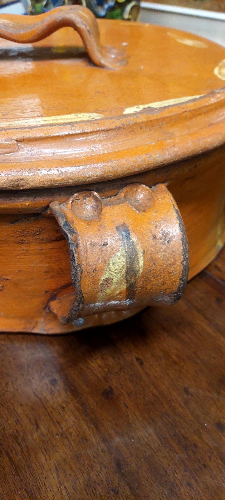 Antique Large Tuscany 19th Century Enamel Terracotta Bean Pot Rare!!!! photo furniture