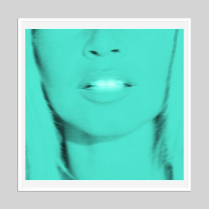 Batik 'Atomic Blonde Turquoise' Signed Limited Edition Print Framed In White photo furniture
