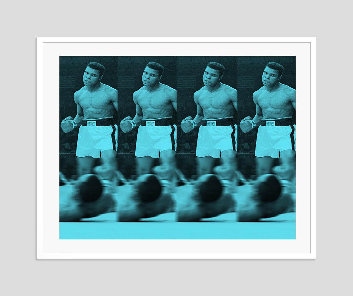 Batik 'Army Of Me Blue' Signed Limited Edition Print Framed In White photo furniture
