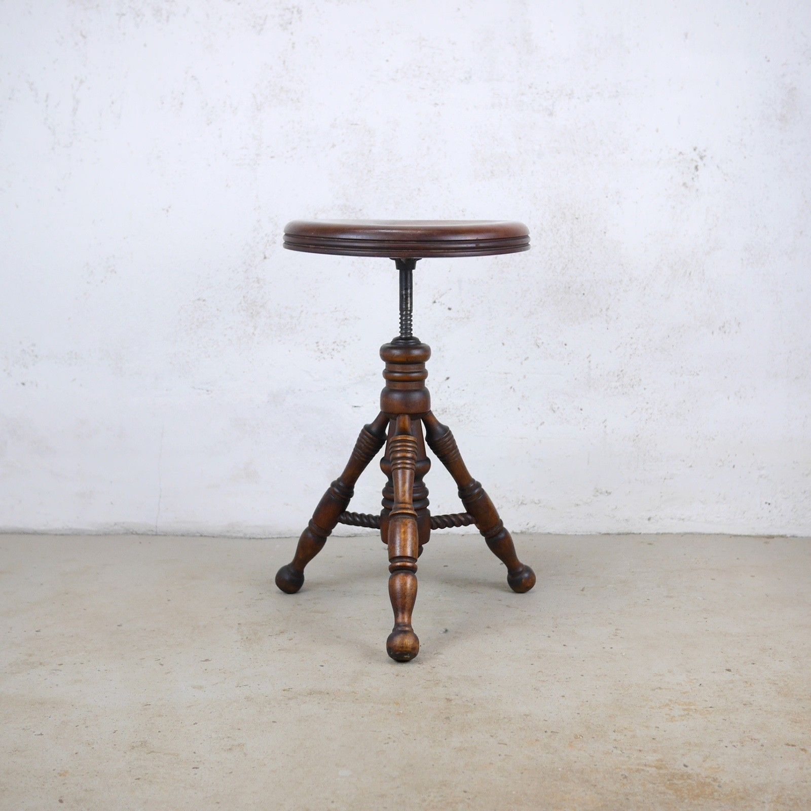 Antique Adjustable Wooden Cast Iron Piano Stool Plant Stand #103077 photo for sale