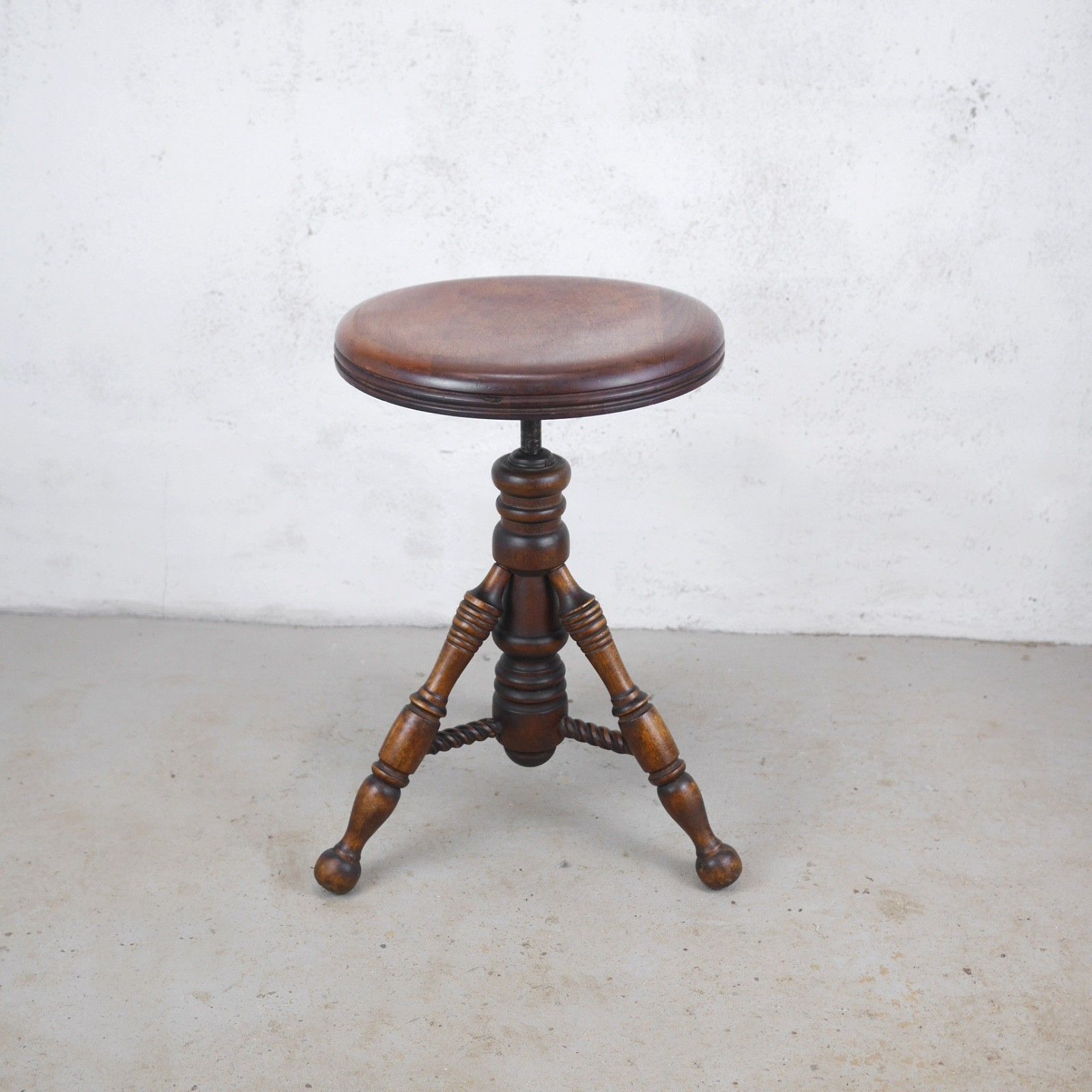 Antique Adjustable Wooden Cast Iron Piano Stool Plant Stand #103077 photo vinterior
