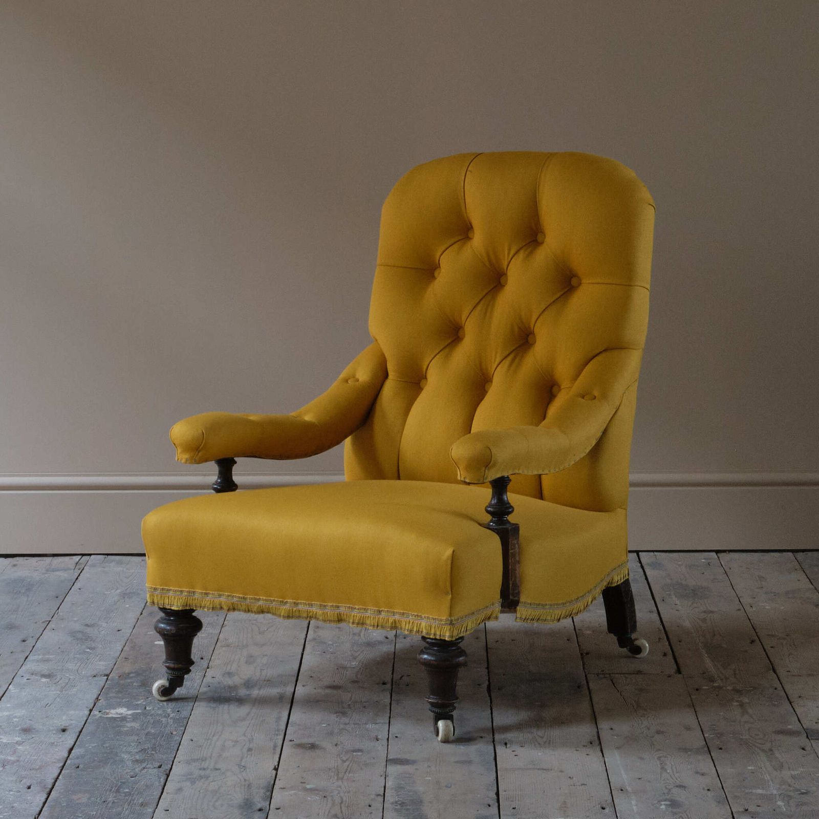 Petite 19th Century Open Armchair In Linen photo vintage