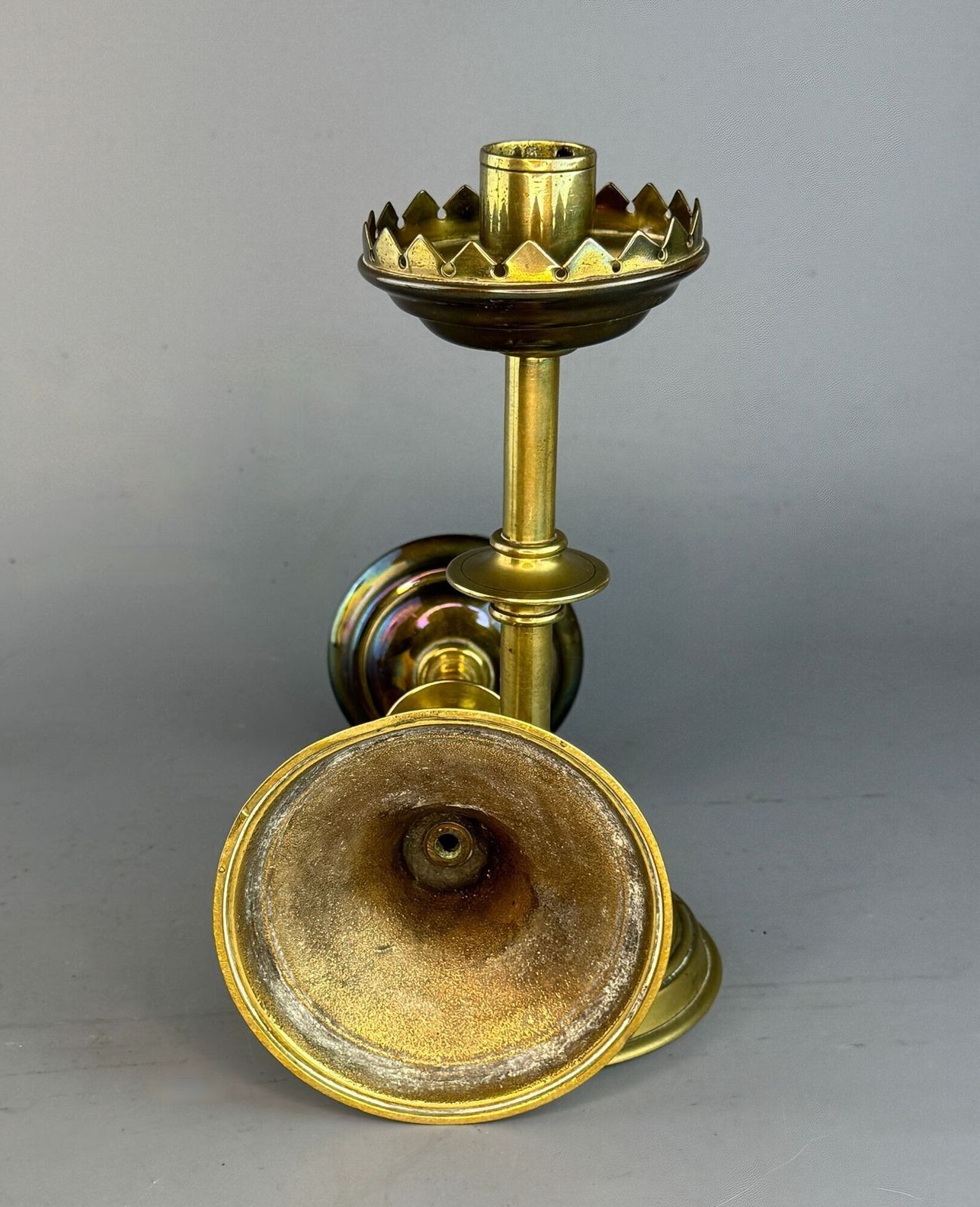 Pair Of Brass Candlesticks Of Gothic Design photo furniture