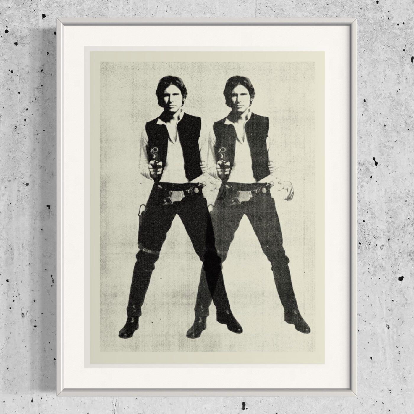 Pop Art 'Han Solo' Signed Limited Edition Print Framed In White photo furniture