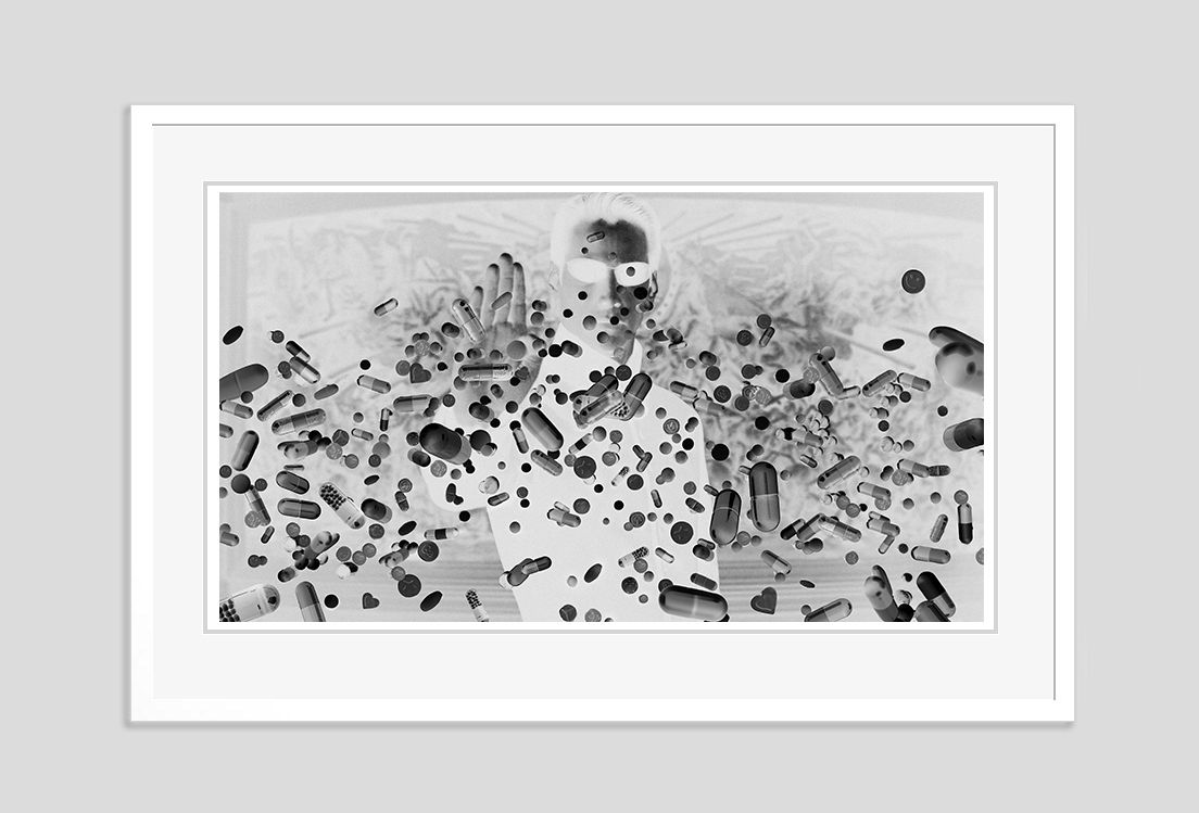 Batik 'Neogation' Signed Limited Edition Print Framed In White photo furniture