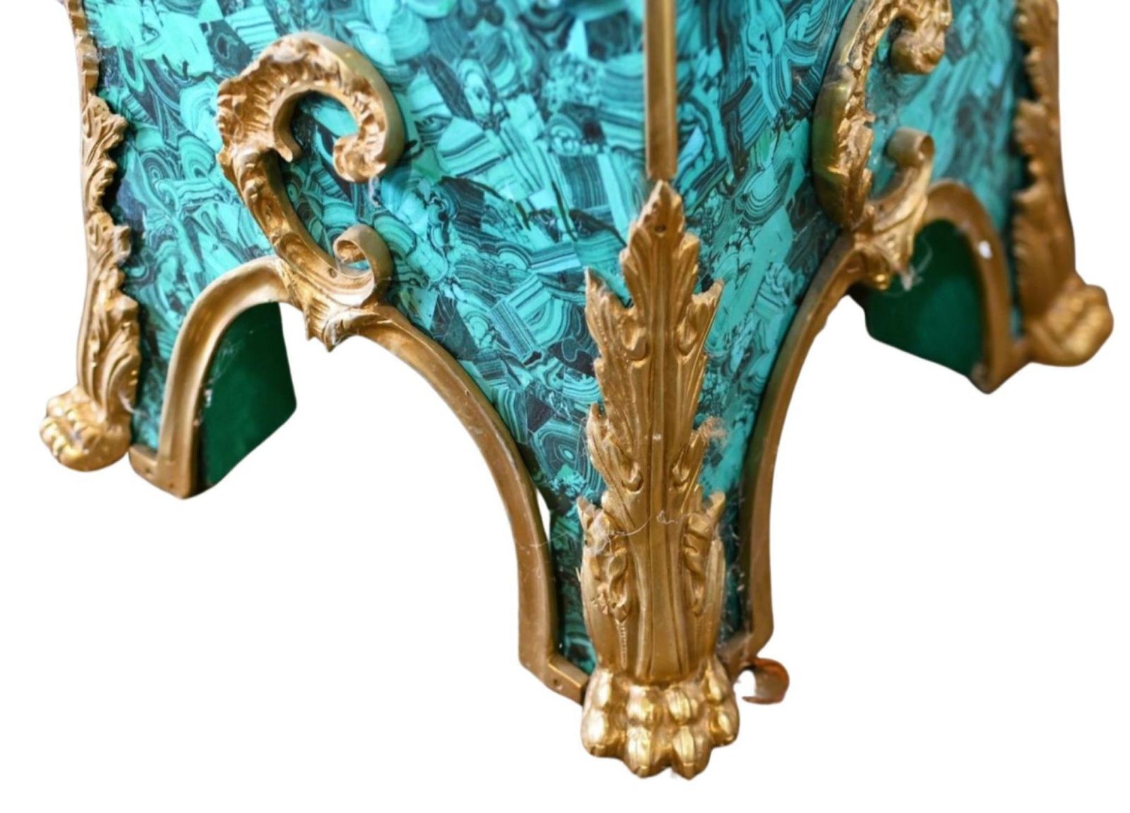 photo furniture Pair Faux Malachite Pedestal Stands Louis XVI Revival Tables