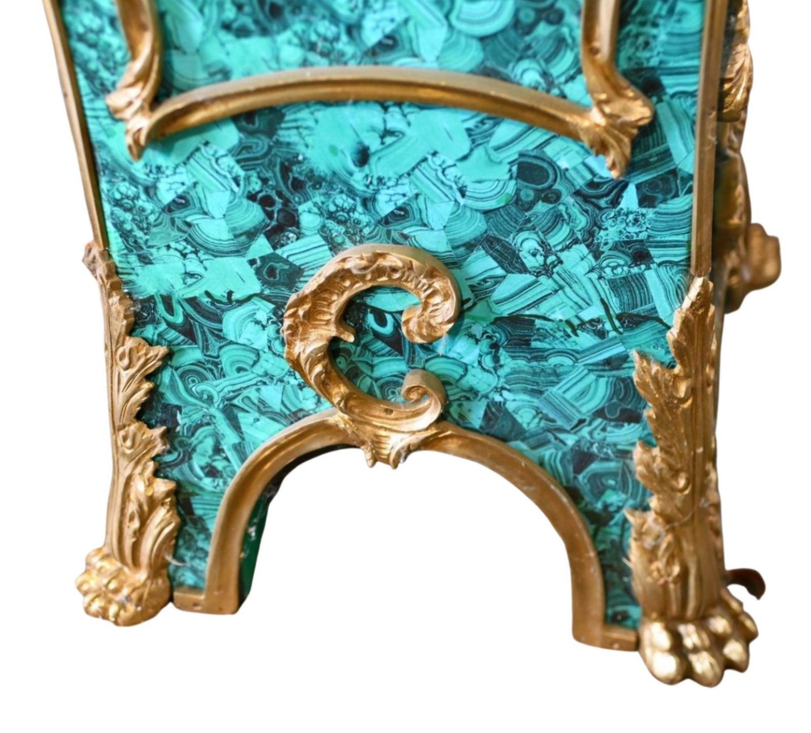 photo for sale Pair Faux Malachite Pedestal Stands Louis XVI Revival Tables