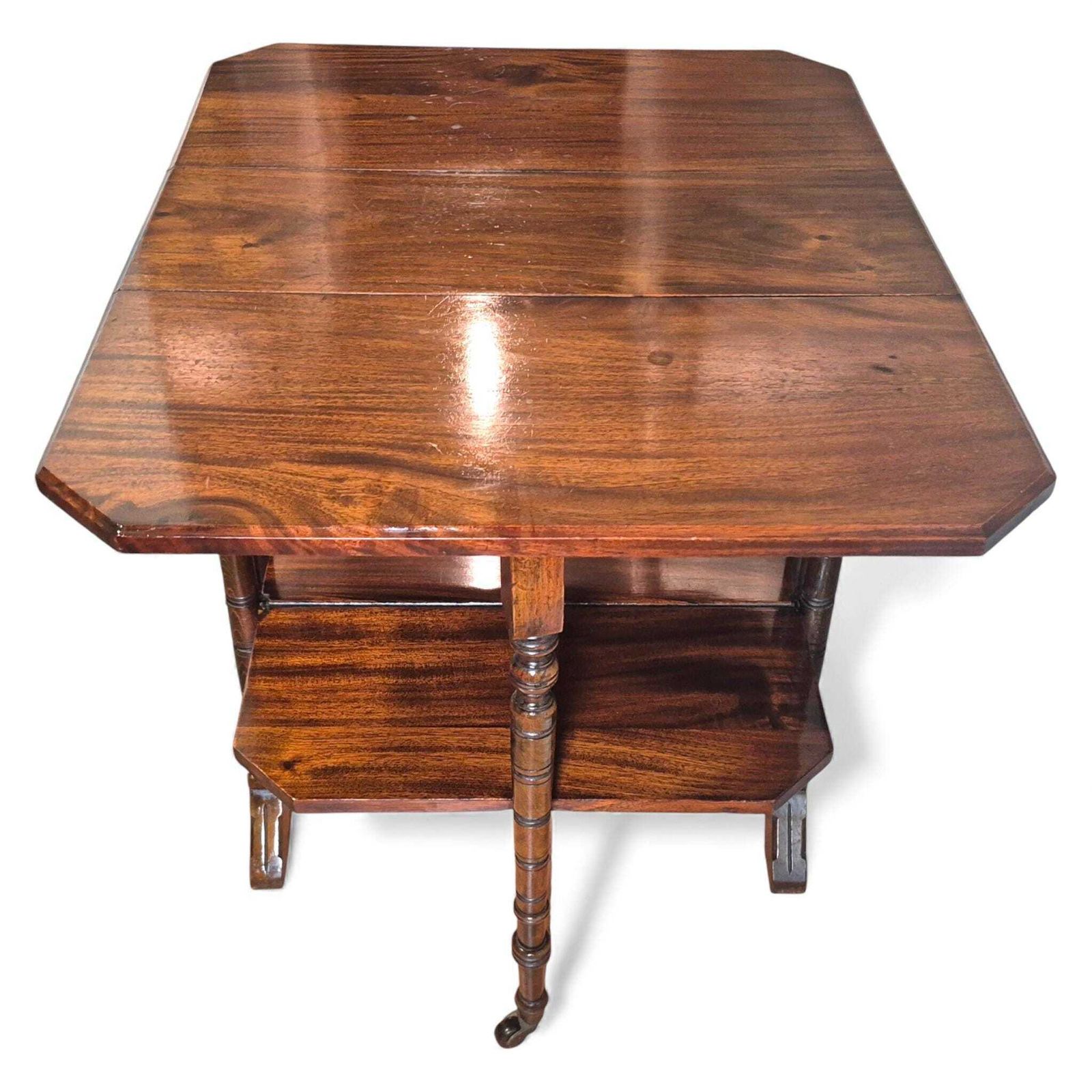 Victorian Mahogany Sutherland Table – Two Tier Drop Leaf Tea Table – Antique Side Table photo for sale