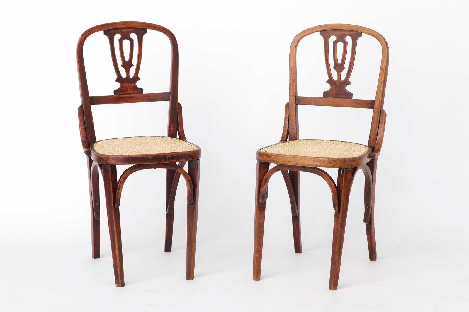 Set Of 2 Vintage Bentwood Dining Chairs | Austria 1930s–50s | Beechwood, New Woven Cane Seats